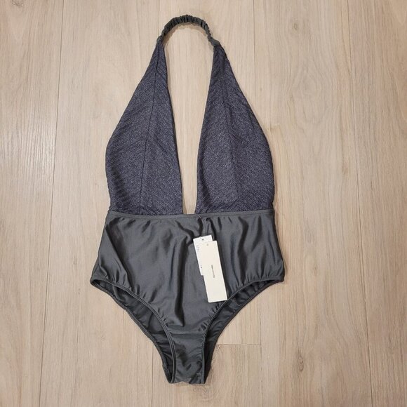 NWT URBAN OUTFITTERS | Out From Under Glitter Plunge Halter Bodysuit | Sz. M - Picture 3 of 9